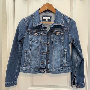 LOFT denim slightly cropped jacket. Size S
